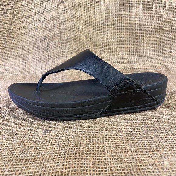 FitFlop Clog Sandals Slides Black Wedge Thong Size 8 - Picture 2 of 10